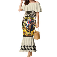 Personalized Preakness Horse Racing Family Matching Mermaid Dress and Hawaiian Shirt Middle Jewel