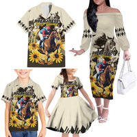 Personalized Preakness Horse Racing Family Matching Off The Shoulder Long Sleeve Dress and Hawaiian Shirt Middle Jewel