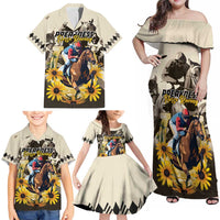 Personalized Preakness Horse Racing Family Matching Off Shoulder Maxi Dress and Hawaiian Shirt Middle Jewel