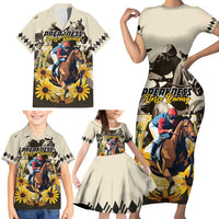 Personalized Preakness Horse Racing Family Matching Short Sleeve Bodycon Dress and Hawaiian Shirt Middle Jewel