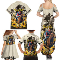 Personalized Preakness Horse Racing Family Matching Summer Maxi Dress and Hawaiian Shirt Middle Jewel