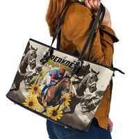 Preakness Horse Racing Leather Tote Bag Middle Jewel