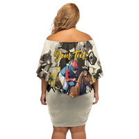 Personalized Preakness Horse Racing Off Shoulder Short Dress Middle Jewel
