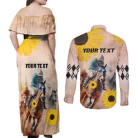 Personalized Preakness Horse Racing Couples Matching Off Shoulder Maxi Dress and Long Sleeve Button Shirt Run for the Black Eyed Susans