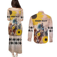 Personalized Preakness Horse Racing Couples Matching Puletasi and Long Sleeve Button Shirt Run for the Black Eyed Susans