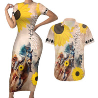 Personalized Preakness Horse Racing Couples Matching Short Sleeve Bodycon Dress and Hawaiian Shirt Run for the Black Eyed Susans