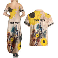 Personalized Preakness Horse Racing Couples Matching Summer Maxi Dress and Hawaiian Shirt Run for the Black Eyed Susans