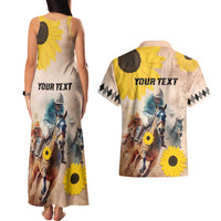 Personalized Preakness Horse Racing Couples Matching Tank Maxi Dress and Hawaiian Shirt Run for the Black Eyed Susans