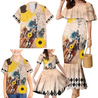 Personalized Preakness Horse Racing Family Matching Mermaid Dress and Hawaiian Shirt Run for the Black Eyed Susans