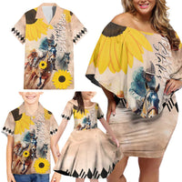 Personalized Preakness Horse Racing Family Matching Off Shoulder Short Dress and Hawaiian Shirt Run for the Black Eyed Susans