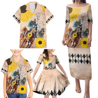 Personalized Preakness Horse Racing Family Matching Puletasi and Hawaiian Shirt Run for the Black Eyed Susans