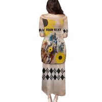 Personalized Preakness Horse Racing Family Matching Puletasi and Hawaiian Shirt Run for the Black Eyed Susans