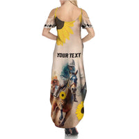 Personalized Preakness Horse Racing Family Matching Summer Maxi Dress and Hawaiian Shirt Run for the Black Eyed Susans