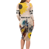 Personalized Preakness Horse Racing Long Sleeve Bodycon Dress Run for the Black Eyed Susans