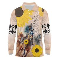 Personalized Preakness Horse Racing Long Sleeve Polo Shirt Run for the Black Eyed Susans