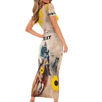Personalized Preakness Horse Racing Short Sleeve Bodycon Dress Run for the Black Eyed Susans
