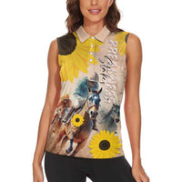 Personalized Preakness Horse Racing Women Sleeveless Polo Shirt Run for the Black Eyed Susans