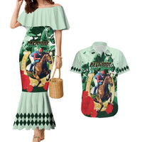 Personalized Belmont Horse Racing Couples Matching Mermaid Dress and Hawaiian Shirt The Test of the Champion