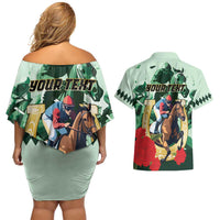 Personalized Belmont Horse Racing Couples Matching Off Shoulder Short Dress and Hawaiian Shirt The Test of the Champion