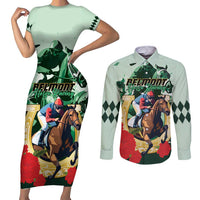 Personalized Belmont Horse Racing Couples Matching Short Sleeve Bodycon Dress and Long Sleeve Button Shirt The Test of the Champion