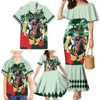 Personalized Belmont Horse Racing Family Matching Mermaid Dress and Hawaiian Shirt The Test of the Champion