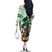 Personalized Belmont Horse Racing Family Matching Off The Shoulder Long Sleeve Dress and Hawaiian Shirt The Test of the Champion