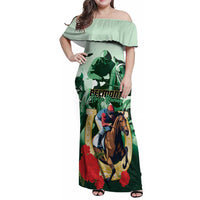 Personalized Belmont Horse Racing Family Matching Off Shoulder Maxi Dress and Hawaiian Shirt The Test of the Champion