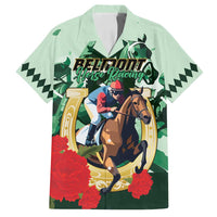 Personalized Belmont Horse Racing Family Matching Off Shoulder Short Dress and Hawaiian Shirt The Test of the Champion