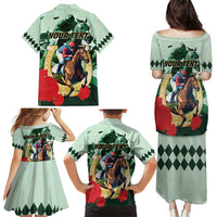 Personalized Belmont Horse Racing Family Matching Puletasi and Hawaiian Shirt The Test of the Champion
