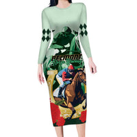 Personalized Belmont Horse Racing Long Sleeve Bodycon Dress The Test of the Champion