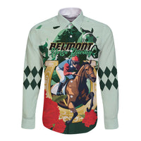 Personalized Belmont Horse Racing Long Sleeve Button Shirt The Test of the Champion