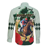 Personalized Belmont Horse Racing Long Sleeve Button Shirt The Test of the Champion