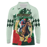 Personalized Belmont Horse Racing Long Sleeve Polo Shirt The Test of the Champion
