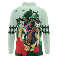 Personalized Belmont Horse Racing Long Sleeve Polo Shirt The Test of the Champion