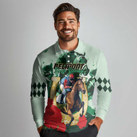Personalized Belmont Horse Racing Long Sleeve Polo Shirt The Test of the Champion