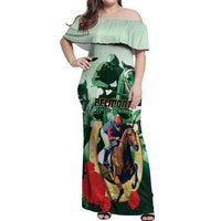 Personalized Belmont Horse Racing Off Shoulder Maxi Dress The Test of the Champion