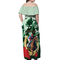 Personalized Belmont Horse Racing Off Shoulder Maxi Dress The Test of the Champion
