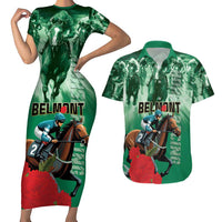 Personalized Belmont Horse Racing Couples Matching Short Sleeve Bodycon Dress and Hawaiian Shirt Run for the Carnations