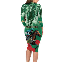 Personalized Belmont Horse Racing Family Matching Long Sleeve Bodycon Dress and Hawaiian Shirt Run for the Carnations