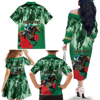 Personalized Belmont Horse Racing Family Matching Off The Shoulder Long Sleeve Dress and Hawaiian Shirt Run for the Carnations