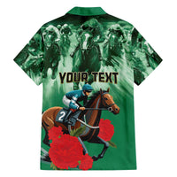 Personalized Belmont Horse Racing Family Matching Off The Shoulder Long Sleeve Dress and Hawaiian Shirt Run for the Carnations