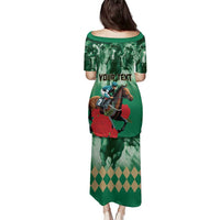 Personalized Belmont Horse Racing Family Matching Puletasi and Hawaiian Shirt Run for the Carnations