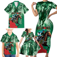 Personalized Belmont Horse Racing Family Matching Short Sleeve Bodycon Dress and Hawaiian Shirt Run for the Carnations