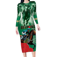 Personalized Belmont Horse Racing Long Sleeve Bodycon Dress Run for the Carnations