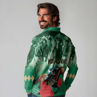 Personalized Belmont Horse Racing Long Sleeve Polo Shirt Run for the Carnations