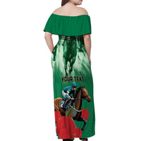 Personalized Belmont Horse Racing Off Shoulder Maxi Dress Run for the Carnations