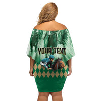 Personalized Belmont Horse Racing Off Shoulder Short Dress Run for the Carnations