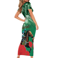 Personalized Belmont Horse Racing Short Sleeve Bodycon Dress Run for the Carnations