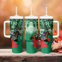 Personalized Belmont Horse Racing Tumbler With Handle Run for the Carnations