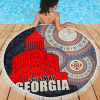 Georgia Independence Day Beach Blanket Holy Trinity Cathedral of Tbilisi - Wonder Print Shop